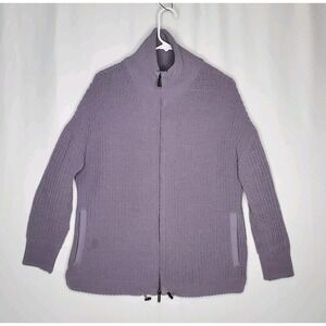Flx Ribbed Chenille Oversize Cardigan Sweater Women XS Purple Sipper Mock Pocket